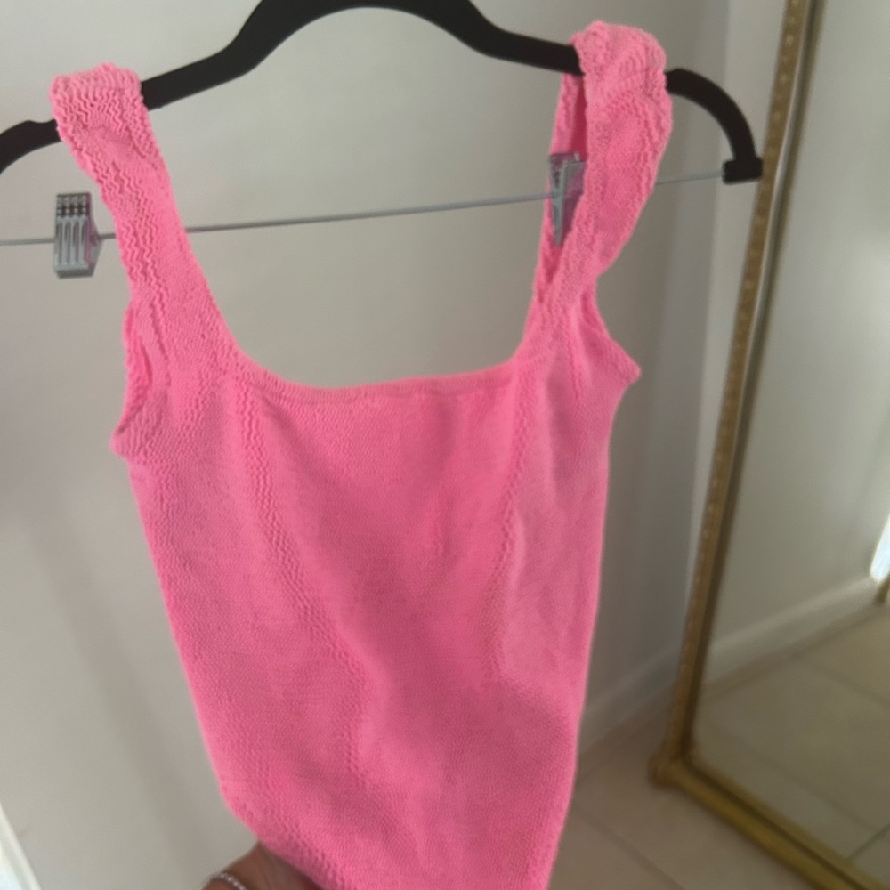 Pink Textured Women Swim One Piece